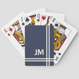Elegant navy blue and white stripes design playing cards