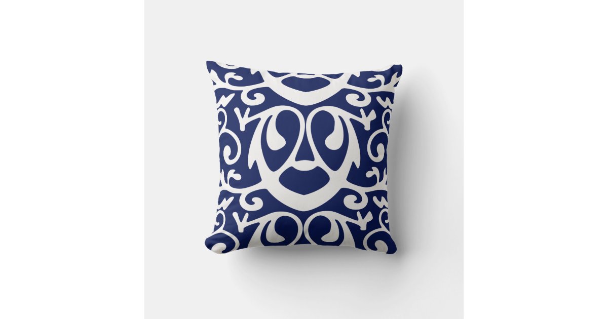 Elegant Navy Blue and White Throw Pillow Zazzle
