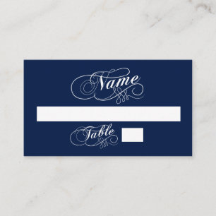 Elegant Navy Blue And White Wedding Escort Cards