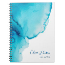 Elegant Navy Blue Aqua Watercolor