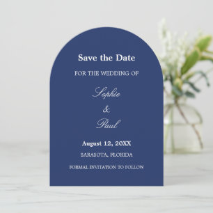 Elegant Navy Blue Arch Save the Date