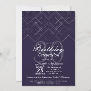Elegant Navy Blue Art Deco Geometric Pattern Invitation