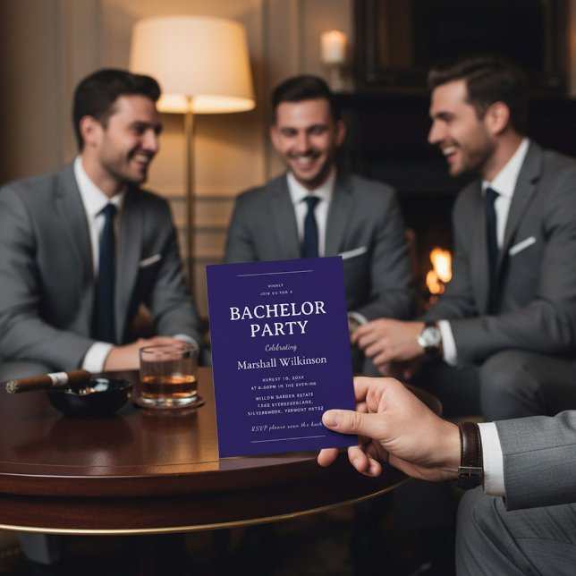Elegant Navy Blue Bachelor Party  QR Code Invitation (Creator Uploaded)