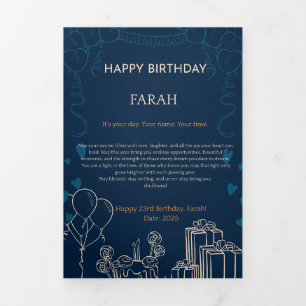 Elegant Navy Blue Birthday Card 