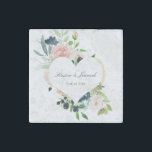Elegant Navy Blue Blush Rose Floral Heart Wedding Stone Magnet<br><div class="desc">These custom floral stone magnets will be perfect for wedding favours to give your guests. This elegant design template features hand painted navy blue and blush pink watercolor roses with greenery. Personalise your names and wedding date in black script typography. Please check out our I Love Weddingz shop to find...</div>