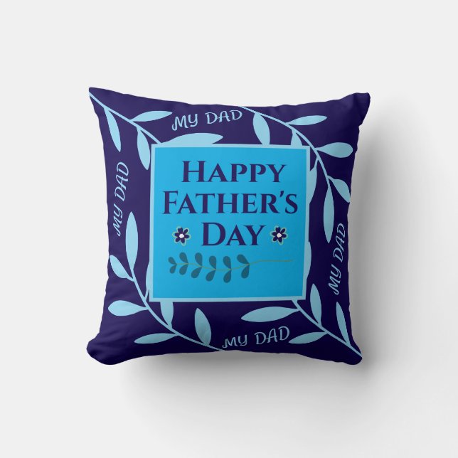 Elegant Navy Blue Botanical Dad Cushion (Front)
