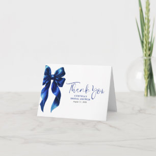 Elegant Navy Blue Bow Bridal Shower Thank You