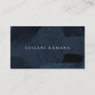 Elegant Navy Blue Brush Texture Business Card