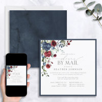 Elegant Navy Blue Burgundy Botanical Shower Mail