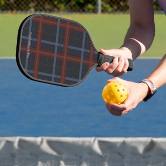 Elegant Navy Blue Burgundy Plaid Pickleball Paddle