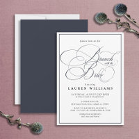 Elegant Navy Blue Calligraphy Brunch With Bride