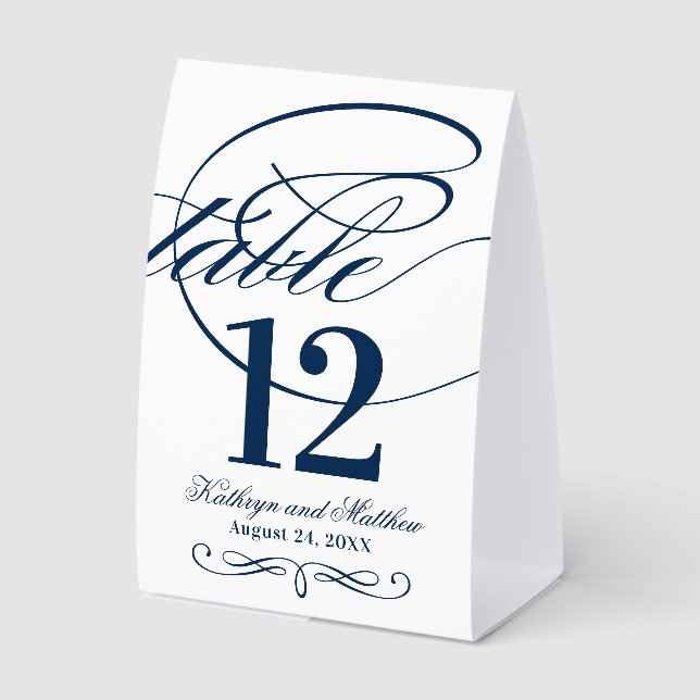 Elegant Navy Blue Calligraphy Script Wedding (Front)