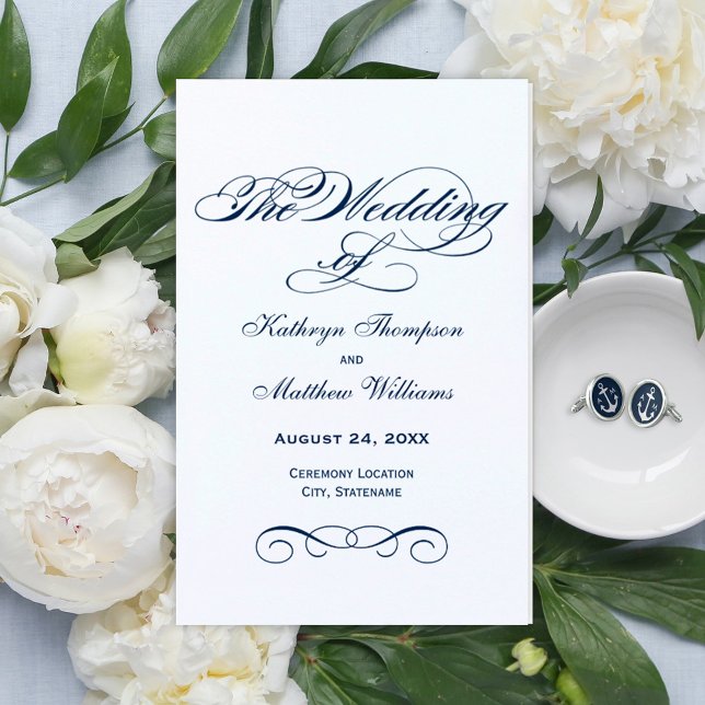 Elegant Navy Blue Calligraphy Wedding Programs (Creator Uploaded)
