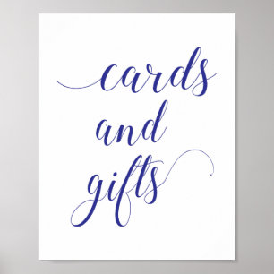 Elegant Navy Blue Cards and Gifts Wedding Sign