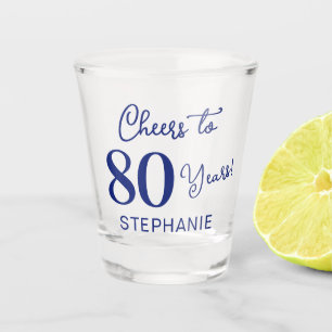 Elegant Navy Blue Cheers to 80 Years 80th Birthday Shot Glass