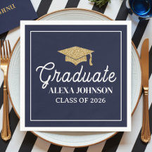 Elegant Navy Blue Class Of 2026 Graduation
