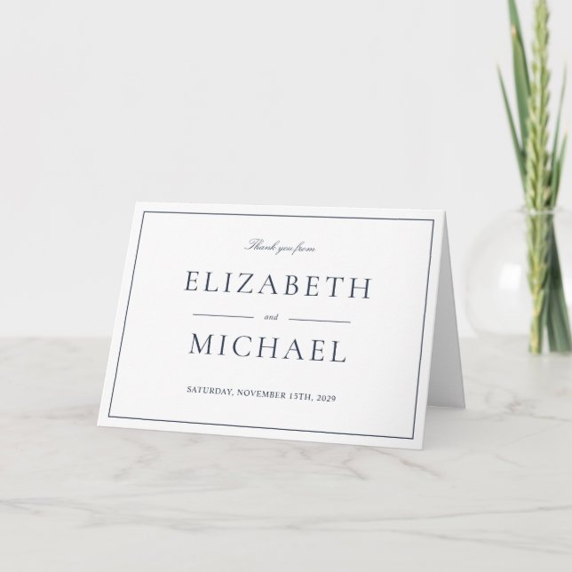 Elegant Navy Blue Classic Script Card (Front)