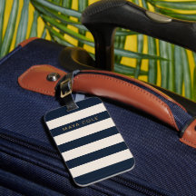Elegant Navy Blue & Cream Stripes Personalised