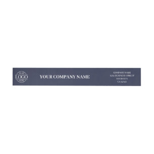 Elegant Navy Blue Custom Business Logo Branded Wrap Around Label