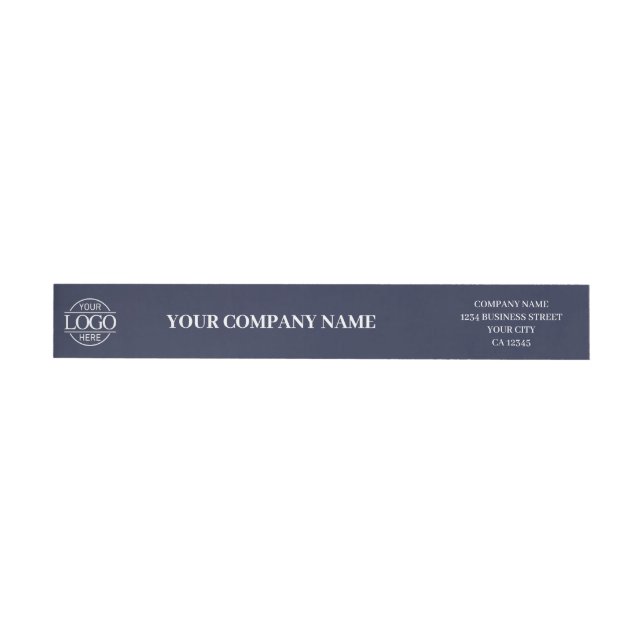 Elegant Navy Blue Custom Business Logo Branded Wrap Around Label (Individual)