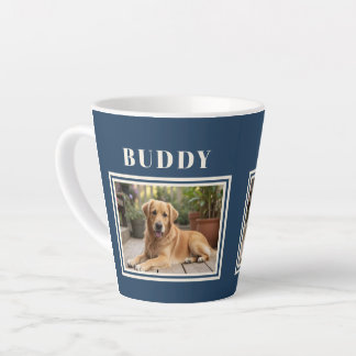 Elegant Navy Blue Dog Pet Photo  Latte Mug
