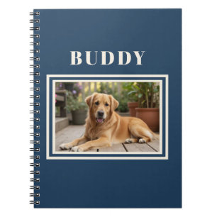 Elegant Navy Blue Dog Pet Photo Notebook