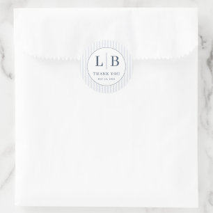 Elegant Navy Blue Emblem Classic Round Sticker