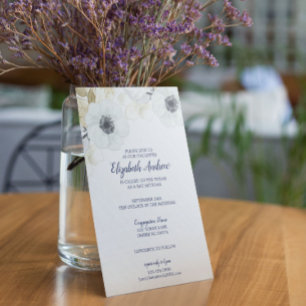 Elegant Navy Blue Floral Bat Mitzvah Invitation