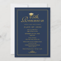 Elegant Navy Blue Gold 45th Class Reunion