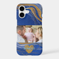 Elegant Navy Blue & Gold Abstract Personalized