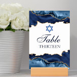 Elegant Navy Blue Gold Agate Bar Mitzvah Party Table Number<br><div class="desc">Elegant navy blue and gold agate decorates these modern Bar Mitzvah party table numbers. Your table number is written in beautiful formal script under the Star of David. Cool reception decor for a chic,  stylish Jewish family.</div>