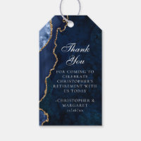 Elegant Navy Blue Gold Agate Retirement Party