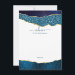 Elegant Navy Blue & Gold Agate Wedding Advice Card<br><div class="desc">Celebrate in style with these modern and trendy advice cards. The design features a watercolor navy blue and gold glitter agate background with matching handwritten script font wording. These cards will allow your guests to write a note of advice for you to keep and read over in years to come....</div>