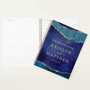 Elegant Navy Blue & Gold Agate Wedding Planner