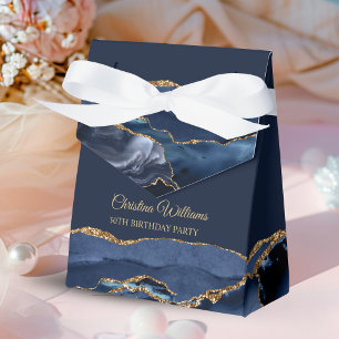 Elegant Navy Blue & Gold Birthday Party Thank you Favour Box