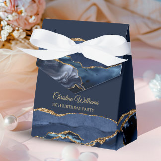 Elegant Navy Blue & Gold Birthday Party Thank you Favour Box