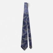 Elegant Navy Blue & Gold Fern Leaf Wedding Tie (Front)