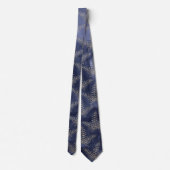 Elegant Navy Blue & Gold Fern Leaf Wedding Tie (Back)