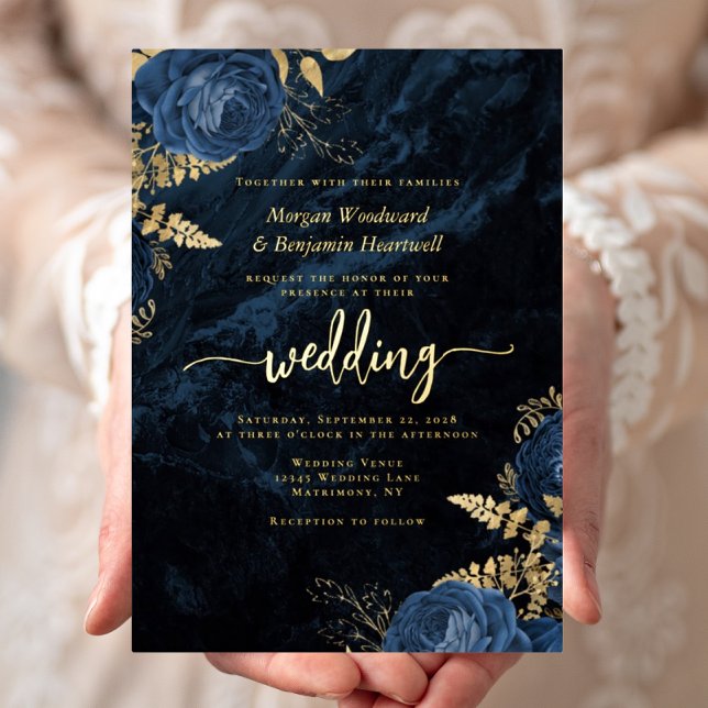 Elegant Navy Blue Gold Floral Wedding (Creator Uploaded)