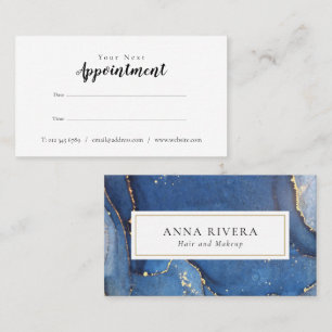 Elegant Navy Blue Gold Glitter Agate Marble Appointment Card