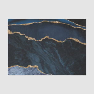 Elegant Navy Blue Gold Glitter Marble Tissue Paper