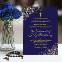 Elegant Navy Blue & Gold Modern Catholic Wedding