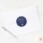 Elegant Navy Blue Gold Nautical Thank you Wedding Classic Round Sticker (Envelope)