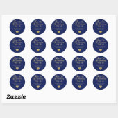Elegant Navy Blue Gold Nautical Thank you Wedding Classic Round Sticker (Sheet)