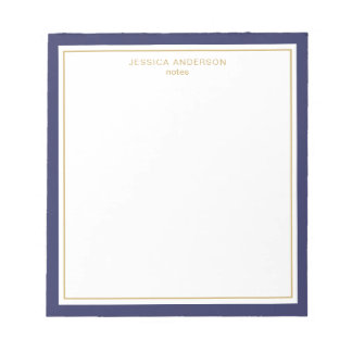 Elegant Navy Blue Gold Personalised Notepad