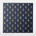 Elegant Navy Blue Gold Pineapple Ceramic Tile<br><div class="desc">Navy Blue tile with gold pineapple.  Hex code for navy blue is #202A44.</div>