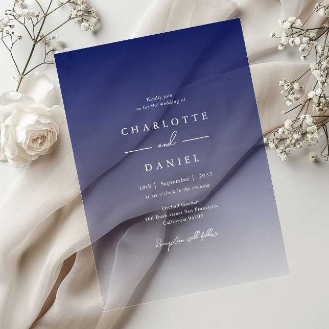 Elegant  Navy Blue Gradient Acrylic Wedding Acrylic Invitations (Elegant Navy Blue Gradient Acrylic Wedding Acrylic Invitations)