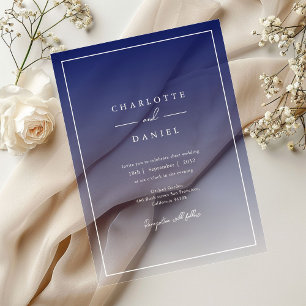 Elegant Navy Blue Gradient Acrylic Wedding Invitations