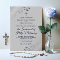 Elegant Navy Blue & Grey Modern Catholic Wedding