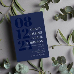 Elegant Navy Blue Grey Typography Invitation